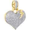 10K Yellow Gold Diamond Dome Heart w/ Lightning Bolt Pendant 0.75" Charm 0.28 CT