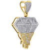 10K Yellow Gold Diamond Dripping Pendant Fancy Design 1.20" Charm 0.42 CT.