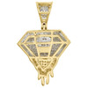 10K Yellow Gold Diamond Dripping Pendant Fancy Design 1.20" Charm 0.42 CT.