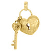 10K Yellow Gold Genuine Diamond Heart Lock Key Pendant Ladies Pave Charm 0.55 Ct