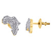 10K Yellow Gold Diamond Africa State Map Studs Screw Back Earrings 0.20 CT.