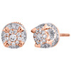 10K Rose Gold Genuine Diamond 4 Prong Studs 3D Raised 7.50mm Earrings 1/2 CT.