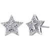 10K White Gold Diamond Tiered Star Studs Two Row 11.75mm Earrings 0.30 CT.