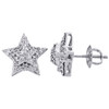 10K White Gold Diamond Tiered Star Studs Two Row 11.75mm Earrings 0.30 CT.