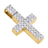 10K Yellow Gold Round Cut Diamond 2 Row Prong Set Cross Pendant Charm 1.20 CT.