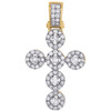 10K Yellow Gold Unisex Mini Diamond Cross Pendant 1.40" Cluster Charm 1.20 CT.