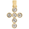 10K Yellow Gold Unisex Mini Diamond Cross Pendant 1.40" Cluster Charm 1.20 CT.