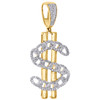 10K Yellow Gold Unisex Genuine Diamond Dollar Money Sign Pendant Charm 0.33 CT.