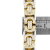 Solid 10K Two Tone Gold Diamond Fancy Byzantine Link 13.50mm Bracelet 8.25 CT.