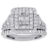 14K White Gold Diamond Tiered Halo Engagement +Wedding Rings Bridal Set 1.80 CT