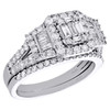 14K White Gold Baguette Diamond Engagement + Wedding Rings Bridal Set 1.25 CT