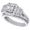 14K White Gold Baguette Diamond Engagement + Wedding Rings Bridal Set 1.25 CT