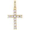 10K Yellow Gold Diamond Prong Set Cross Pendant 1.20" 1 Row Solitaire Charm 1 CT