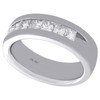 14K White Gold Princess Diamond Mens Wedding Band 1 Row Engagement Ring 1.5 Ct.