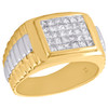 10K Yellow Gold Mens Princess Cut Diamond Tier Step Pinky Ring 13mm Band 1.05 CT