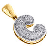 10K Yellow Gold Diamond Initial C Pendant 1.25" Mini Bubble Letter Charm 1/2 CT.