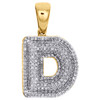 10K Yellow Gold Diamond Initial D Pendant 1.20" Mini Bubble Letter Charm 5/8 CT.