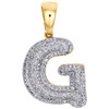 10K Yellow Gold Diamond Initial G Pendant 1.25" Mini Bubble Letter Charm 1/2 CT.