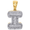 10K Yellow Gold Diamond Initial I Pendant 1.20" Mini Bubble Letter Charm 1/2 CT.