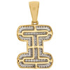 10K Yellow Gold Diamond Initial I Pendant 1.20" Mini Bubble Letter Charm 1/2 CT.