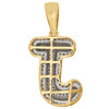 10K Yellow Gold Diamond Initial J Pendant 1.25" Mini Bubble Letter Charm 1/2 CT.