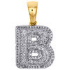 10K Yellow Gold Diamond Initial B Pendant 1.15" Mini Bubble Letter Charm 1/2 CT.