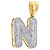 10K Yellow Gold Diamond Initial N Pendant 1.20" Mini Bubble Letter Charm 1/2 CT.