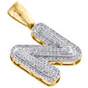 10K Yellow Gold Diamond Initial N Pendant 1.20" Mini Bubble Letter Charm 1/2 CT.