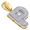 10K Yellow Gold Diamond Initial P Pendant 1.20" Mini Bubble Letter Charm 1/2 CT.