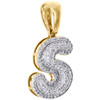 10K Yellow Gold Diamond Initial S Pendant 1.20" Mini Bubble Letter Charm 1/2 CT.