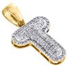 10K Yellow Gold Diamond Initial T Pendant 1.25" Mini Bubble Letter Charm 3/8 CT.