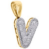 10K Yellow Gold Diamond Initial V Pendant 1.15" Mini Bubble Letter Charm 3/8 CT.