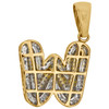 10K Yellow Gold Diamond Initial W Pendant 1.15" Mini Bubble Letter Charm 1/2 CT.