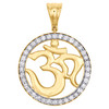 10K Yellow Gold Genuine Diamond Hindu OM Symbol Pendant 1.40" Pave Charm 1 CT.