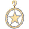 10K Yellow Gold Mens Genuine Diamond Star Pendant 2.2" Medallion Pave Charm 1 CT