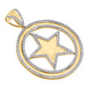 10K Yellow Gold Mens Genuine Diamond Star Pendant 2.2" Medallion Pave Charm 1 CT