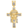 10K Yellow Gold Mens Extra Large Diamond Jesus Cross Pendant 3.9" Charm 1.25 CT.