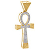 10K Yellow Gold Mens Diamond Egyptian Ankh Cross Pendant 2.40" Pave Charm 1/2 CT