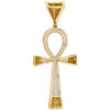 10K Yellow Gold Mens Diamond Egyptian Ankh Cross Pendant 2.40" Pave Charm 1/2 CT