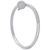 Solid 14K White Gold Round Cut Diamond Nail Bangle 20cm Unisex Bracelet 3.35 CT.