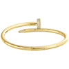 Solid 14K Yellow Gold Round Cut Diamond Nail Bangle 20cm Unisex Bracelet 3.35 CT