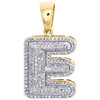 10K Yellow Gold Diamond Initial E Pendant 1.25" Mini Bubble Letter Charm 5/8 CT.