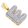 10K Yellow Gold Diamond Initial E Pendant 1.25" Mini Bubble Letter Charm 5/8 CT.