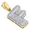 10K Yellow Gold Diamond Initial F Pendant 1.30" Mini Bubble Letter Charm 1/2 CT.