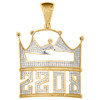 Mens 10K Yellow Gold King Crown Hat BOSS Diamond Pave Pendant 2" Charm 1 CT.