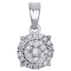 14K White Gold Round Diamond 4 Prong Flower Pendant w/ Halo Ladies Charm 1/4 CT.