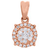 14K Rose Gold Round Diamond 4 Prong Flower Pendant w/ Halo Ladies Charm 0.25 CT.