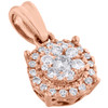 14K Rose Gold Round Diamond 4 Prong Flower Pendant w/ Halo Ladies Charm 0.25 CT.