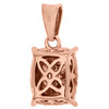 14K Rose Gold Round Diamond Rectangle Pendant w/ Halo Ladies Charm 0.25 CT.