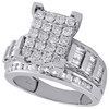 10K White Gold Baguette Diamond Rectangle Designer Engagement Ring 1.50 Ct.